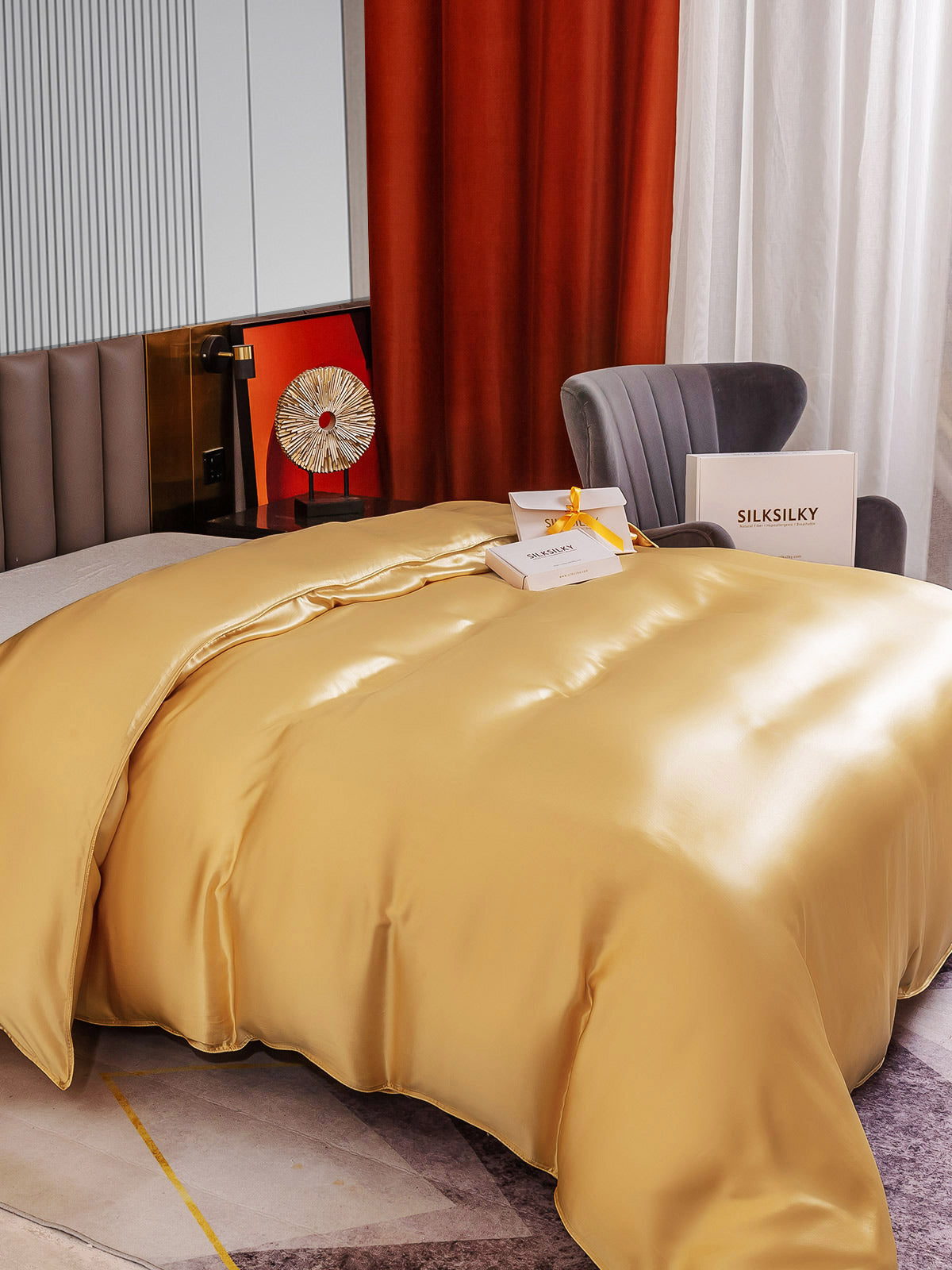 [Champán] SilkSilky-ES 22Momme Seda Pura Duvet Cover 004