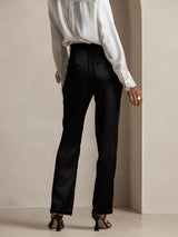 [Negro] SilkSilky-ES 19Momme Seda Womens Pants 002