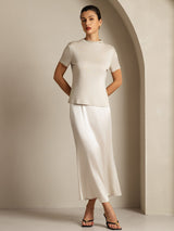 [Gris] SilkSilky-ES Short Sleeve Camisetas de Mujer 007