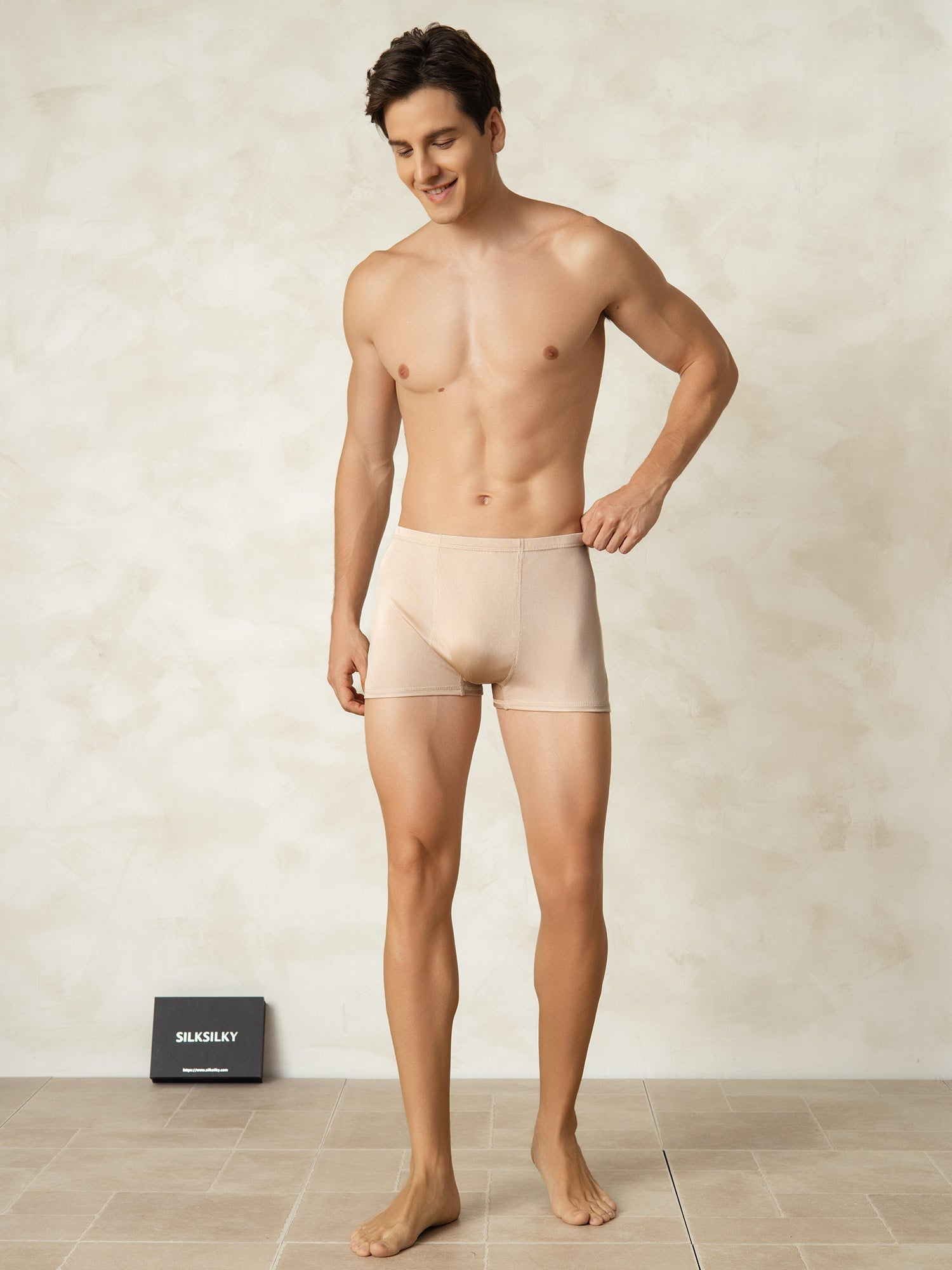 [Beige] SilkSilky-ES Tejido de seda Mens Underwear 004