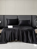 SilkSilky ES 19Momme Seda Pura Bedding Set Negro 005