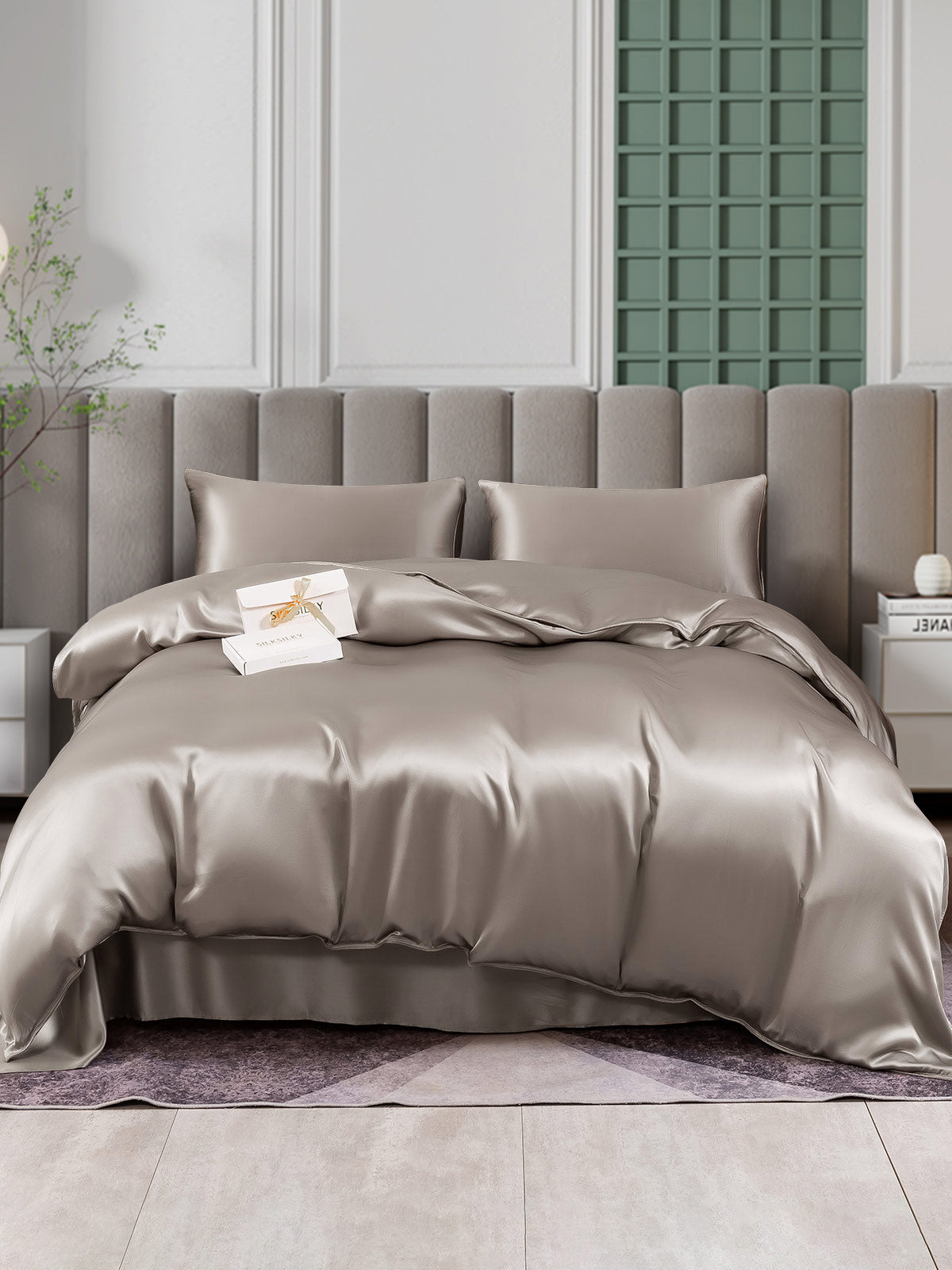 [Gris] SilkSilky-ES 25Momme Seda Pura Bedding Set 001