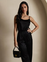 [Negro] SilkSilky-ES Spaghetti Strap Top de tirantes 001