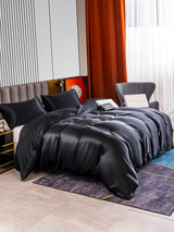 [Negro] SilkSilky-ES 22Momme Seda Pura Bedding Set 004,