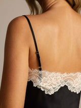[Negro] SilkSilky-ES Spaghetti Strap V Neck Conjunto de tirantes 005