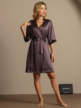[Gris Púrpura] SilkSilky-ES Half Sleeve Bata de mujer 004