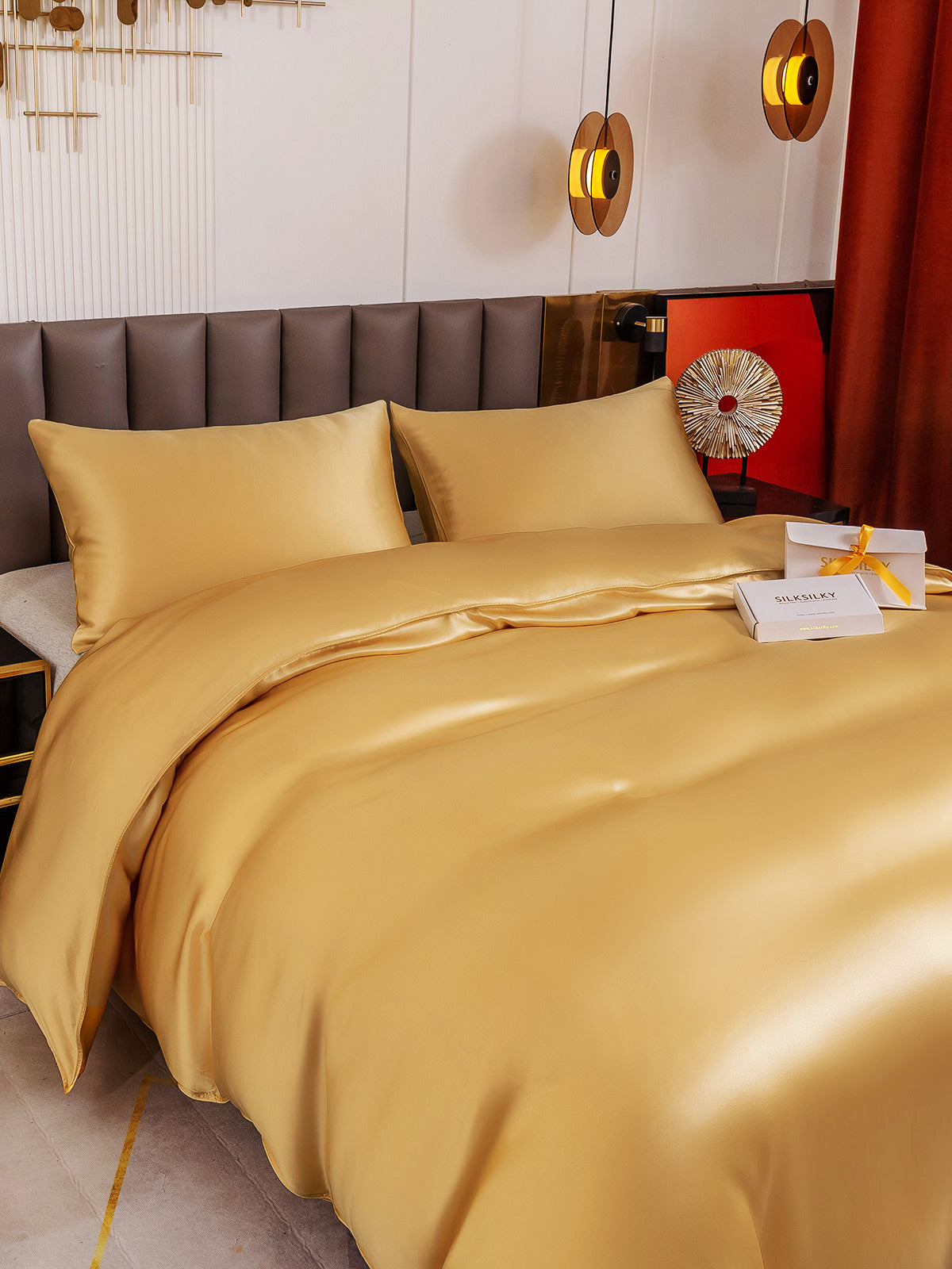 [Champán] SilkSilky-ES 19Momme Juego de ropa de cama 003