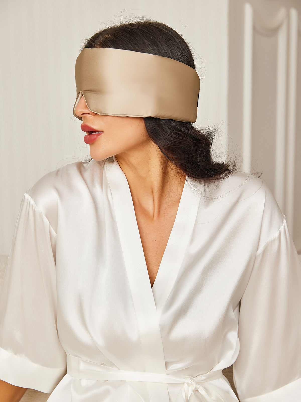 [Beige] SilkSilky-ES 19Momme Seda Pura Eye Mask 002