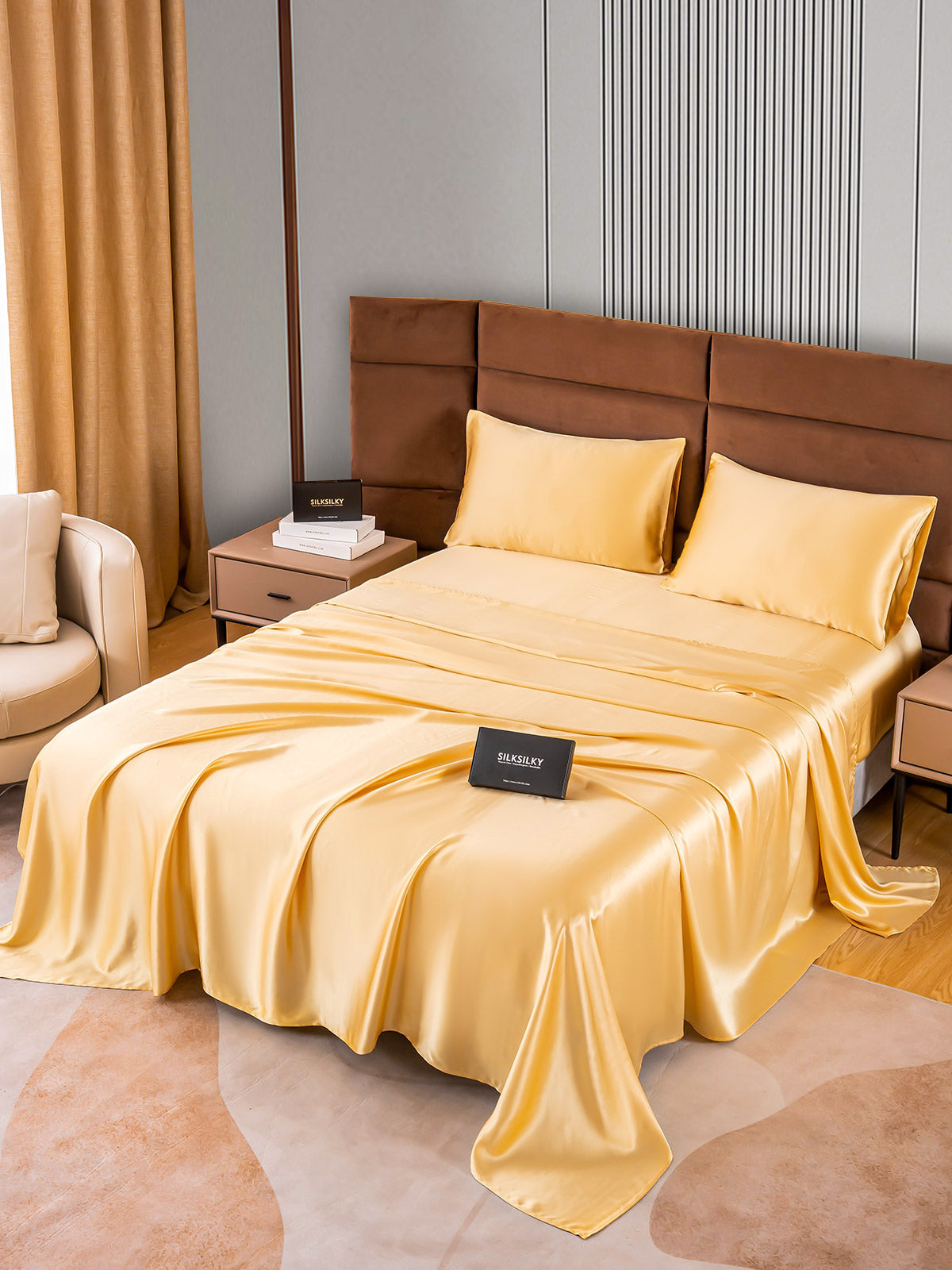 [Champán] SilkSilky-ES 22Momme Seda Pura Bedding Set 006