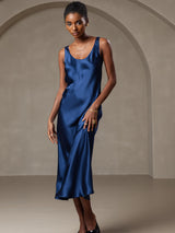 [Azul Oscuro] SilkSilky-ES Sleeveless Vestido 004