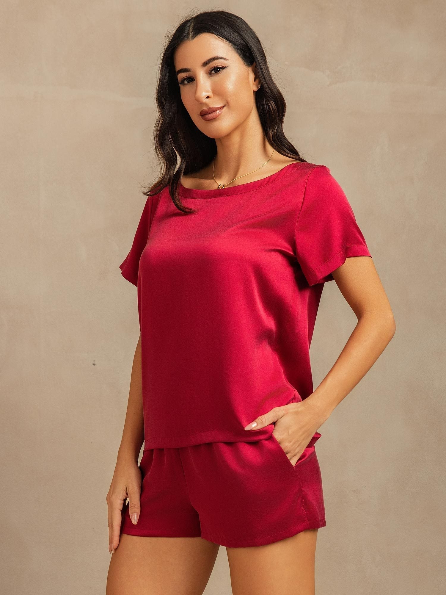 [Vino] SilkSilky-ES 19Momme Seda Womens Pajamas 003,