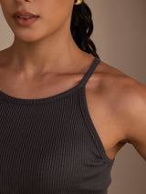 [Gris] SilkSilky-ES Sleeveless Crew Neck Top de tirantes 005
