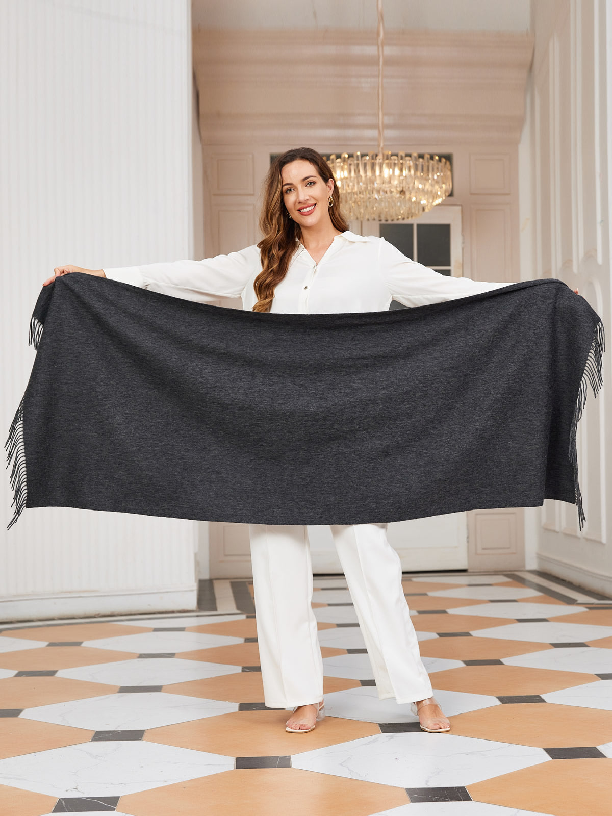 [Gris Oscuro] SilkSilky-ES Lana Scarf 004