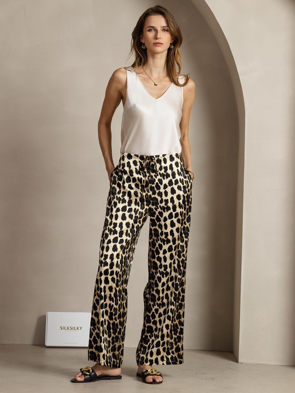 [Leopardo] SilkSilky-ES 19Momme Seda Womens Pants 007