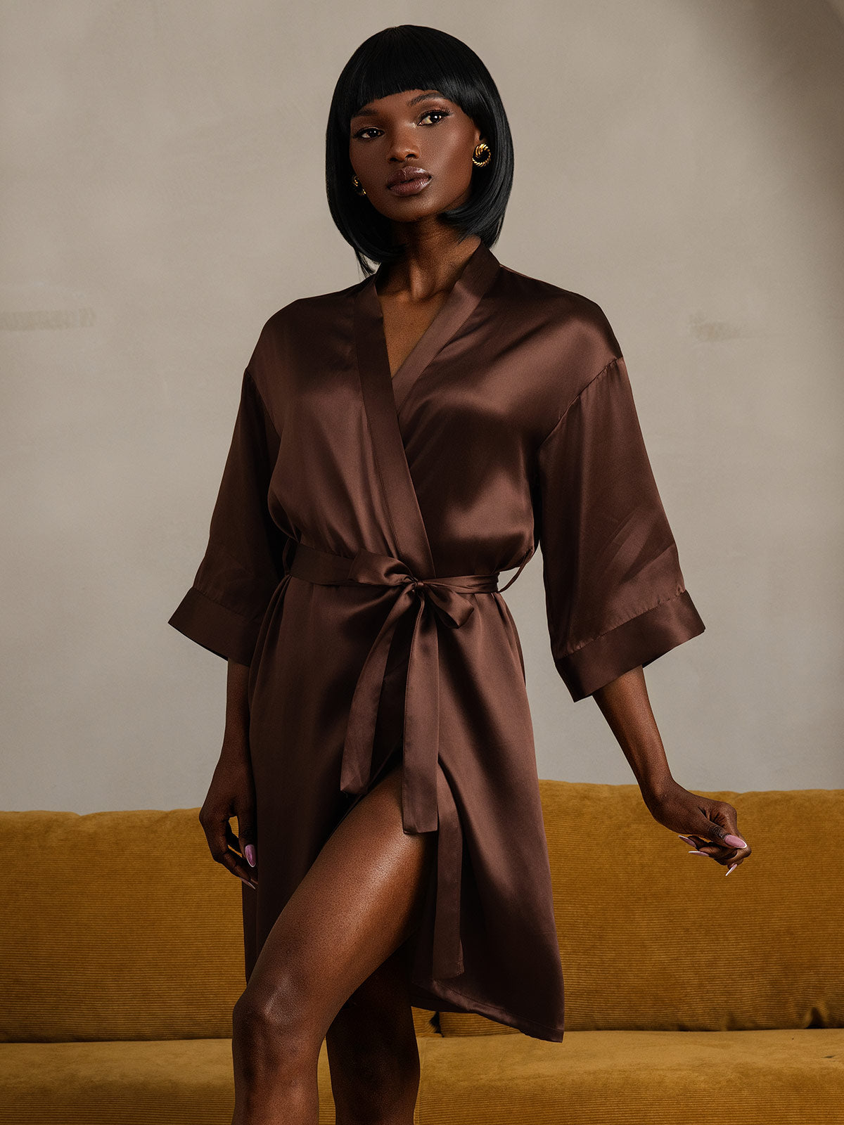 [Café] SilkSilky-ES Seda Pura Womens Robe 006