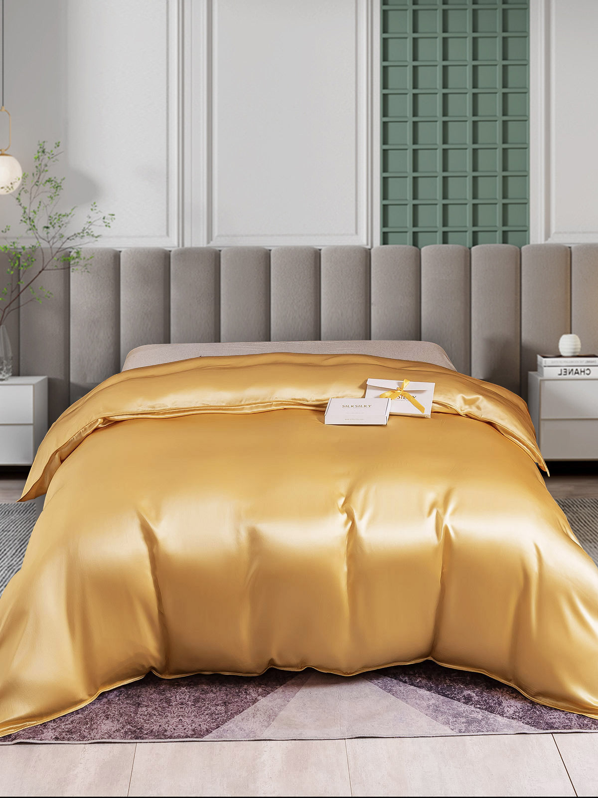 [Champán] SilkSilky-ES 25Momme Seda Pura Duvet Cover 001