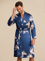 [Azul Oscuro] SilkSilky-ES 19Momme Mens Robe 002