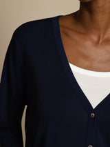 [Azul Oscuro] SilkSilky-ES Long Sleeve Cárdigan Mujer 007