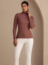[Rosa Camfeo] SilkSilky-ES Long Sleeve Turtle Neck Camisetas de Mujer 003