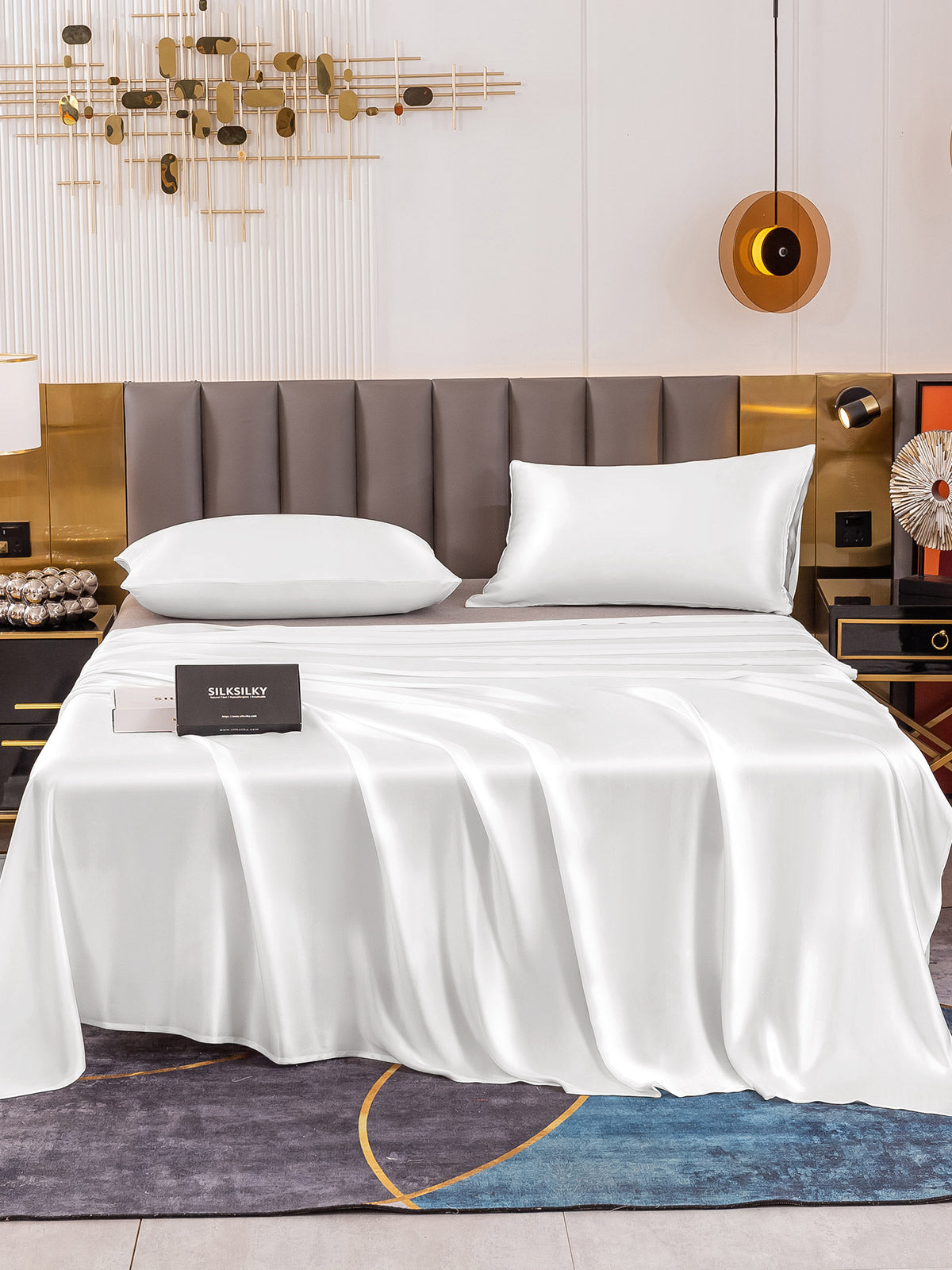 [Blanco] SilkSilky-ES 19Momme Juego de ropa de cama 002