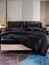 [Negro] SilkSilky-ES 22Momme Seda Pura Bedding Set 005,