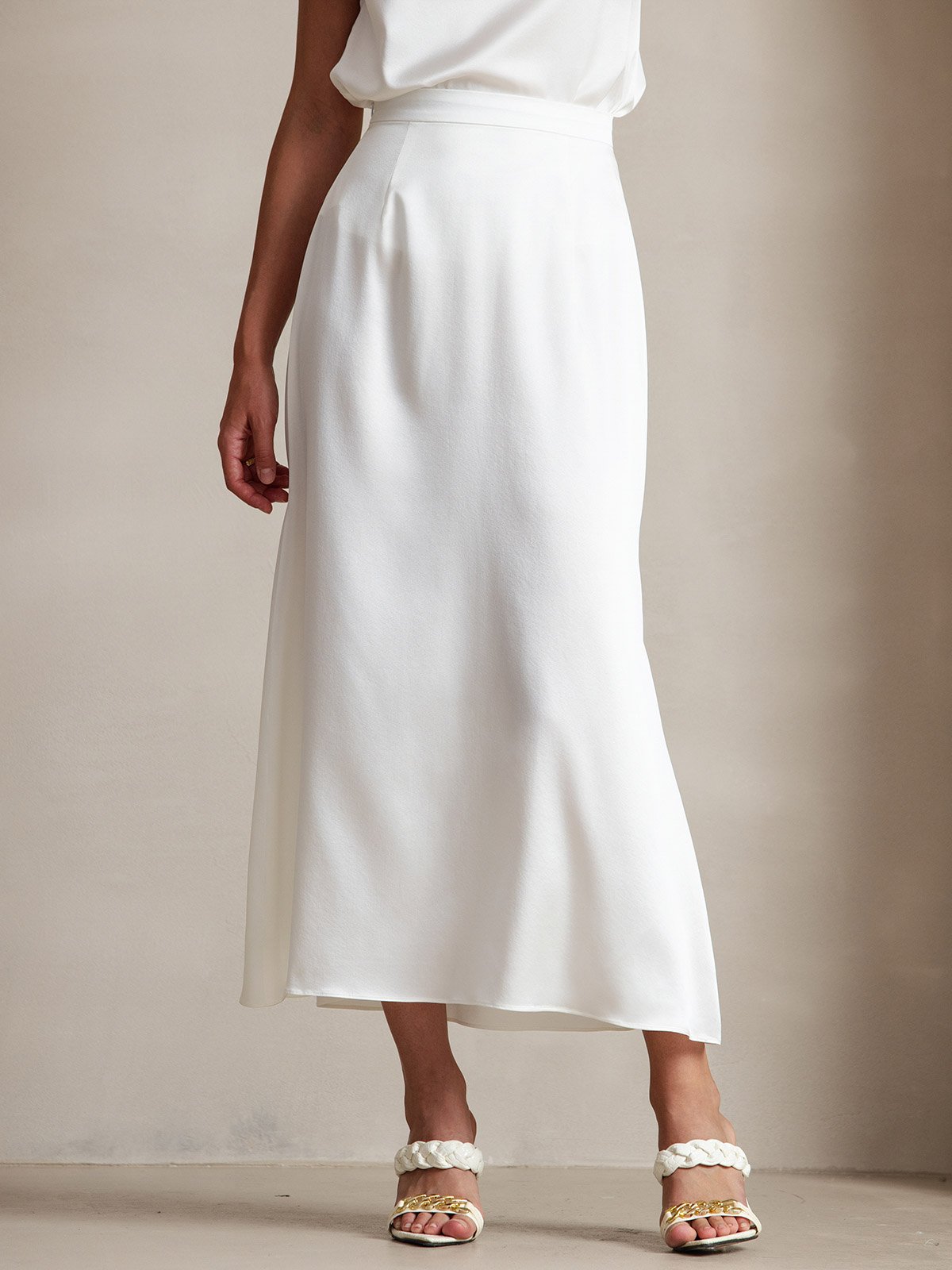[Blanco] SilkSilky-ES 19Momme Falda 001