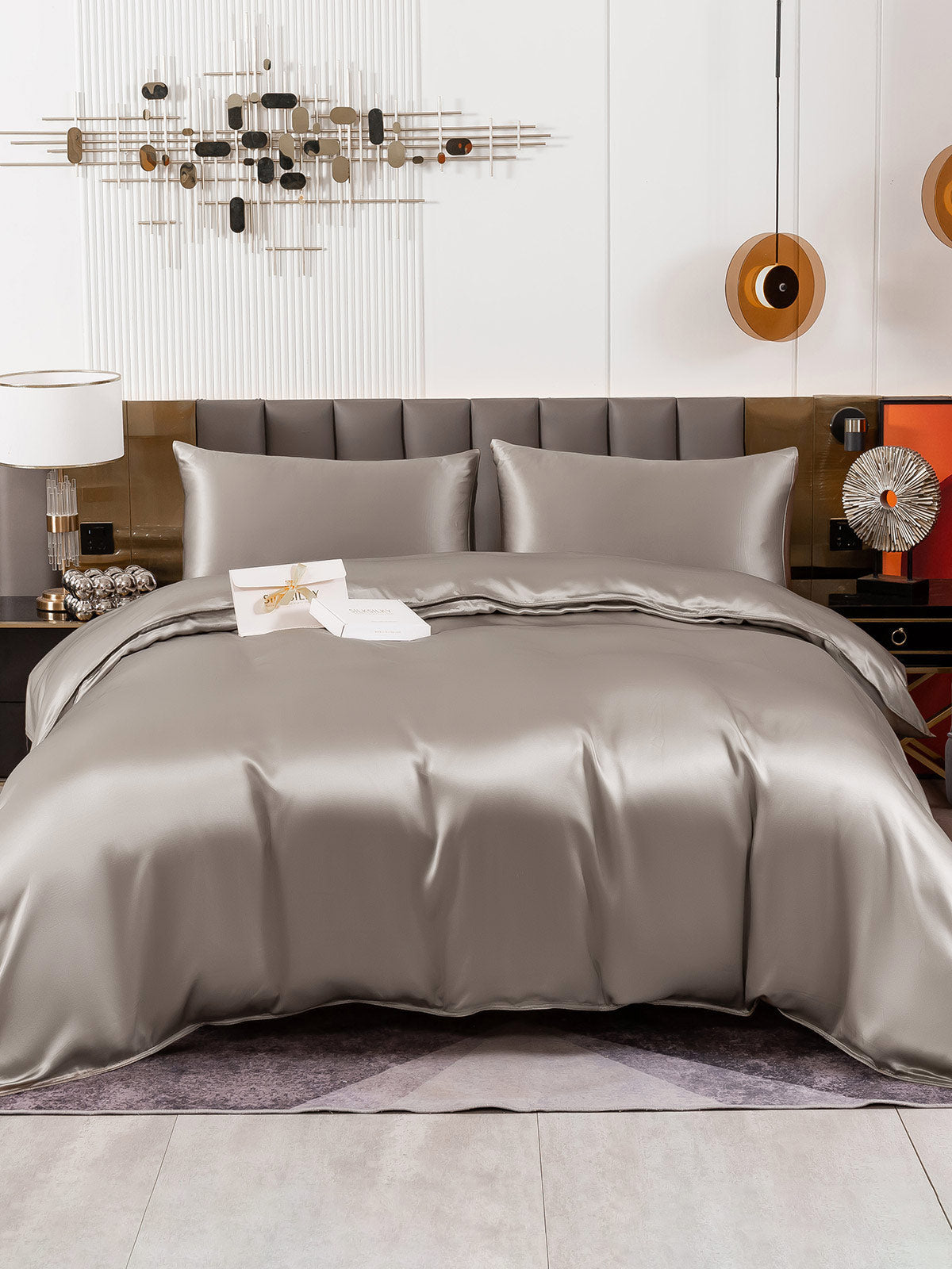 [Gris] SilkSilky-ES 19Momme Seda Pura Bedding Set 001