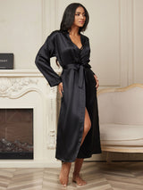 [Negro] SilkSilky-ES Long Sleeve Bata de mujer 005