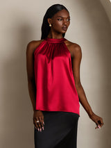 [Vino] SilkSilky-ES Sleeveless Halter Camisetas de Mujer 007