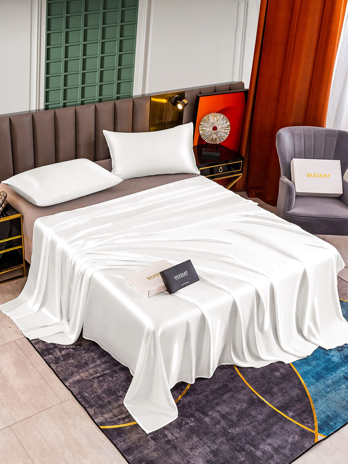 [Blanco] SilkSilky-ES 25Momme Seda Pura Bedding Set 002