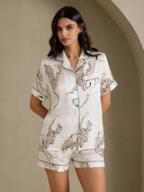 [Guepardo Blanco] SilkSilky-ES Short Sleeve Notch Collar Pijamas de mujer 003