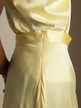 [Amarillo Claro] SilkSilky-ES Spaghetti Strap Cowl Neck Women's Outfit Sets 004