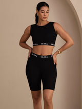 [Negro] SilkSilky-ES Sleeveless Crew Neck Women's Outfit Sets 003