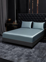 [Azul Grisáceo] SilkSilky-ES 19Momme Juego de ropa de cama 001