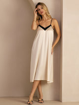 [Beige Arroz] SilkSilky-ES V Neck Vestido 005