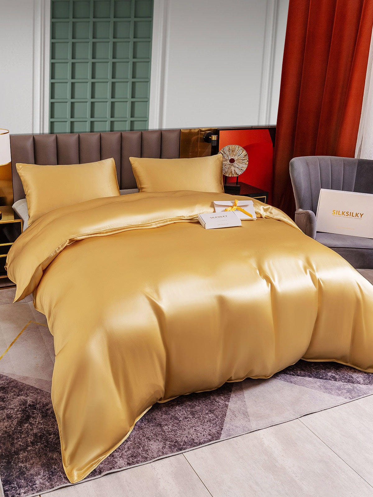 [Champán] SilkSilky-ES 25Momme Seda Pura Bedding Set 001