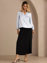 [Azul Claro] SilkSilky-ES Long Sleeve Blouse 007