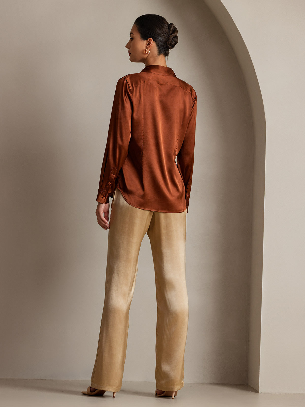 [Champán] SilkSilky-ES 19Momme Seda Womens Pants 004