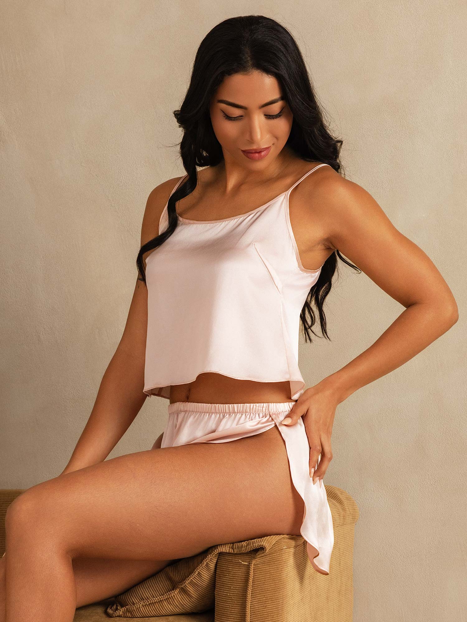 [Rosa] SilkSilky-ES Seda Pura Camisole Set 003