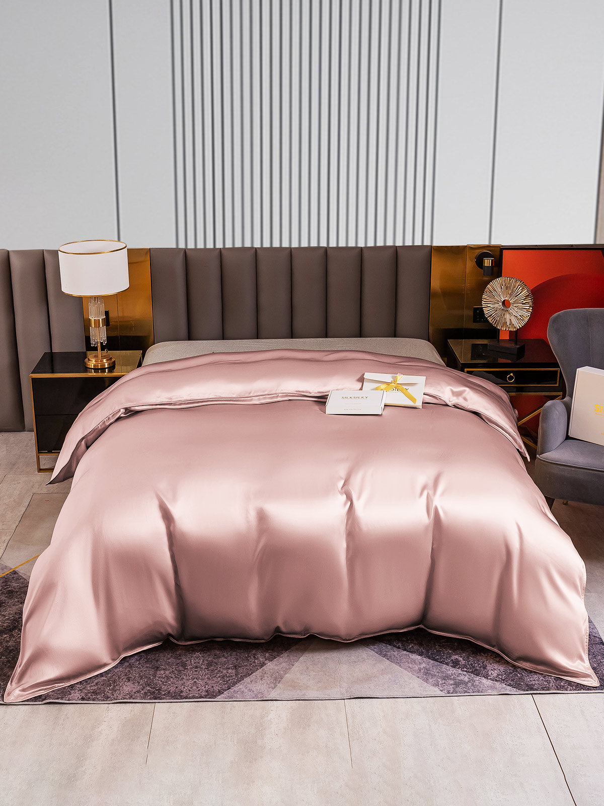 [Malva Pálido] SilkSilky-ES 22Momme Seda Pura Duvet Cover 001