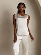 [Gris Claro] SilkSilky-ES Sleeveless Round Neck Top de tirantes 005