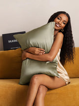 [Verde Oliva] SilkSilky-ES 22Momme Seda Pura Pillowcase 006