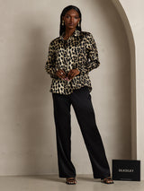 [Leopardo] SilkSilky-ES Long Sleeve Lapel Collar Blusas de Mujer 008