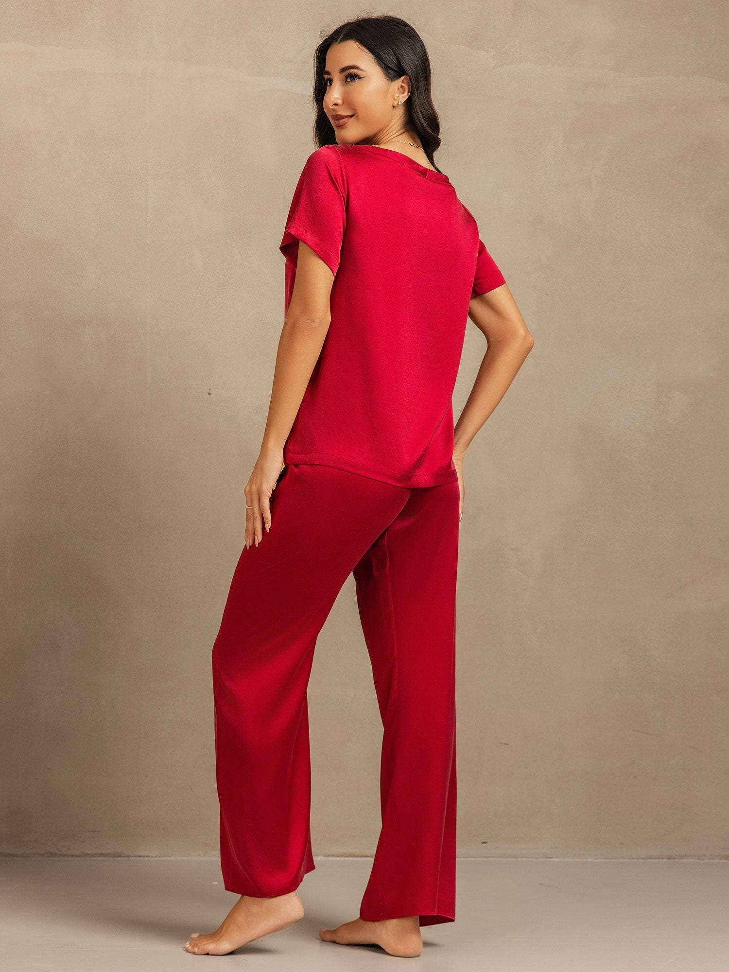[Vino] SilkSilky-ES 19Momme Seda Womens Pajamas 002