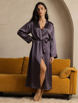 [Gris Púrpura] SilkSilky-ES Long Sleeve Bata de mujer 005