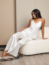 [Blanco] SilkSilky-ES Spalline Sottili Cuello en V Conjunto de tirantes 003