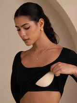 [Negro] SilkSilky-ES Long Sleeve Cuello en U Camisetas de Mujer 005