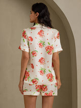 [Granada Blanca] SilkSilky-ES Short Sleeve Notch Collar Pijamas de mujer 002