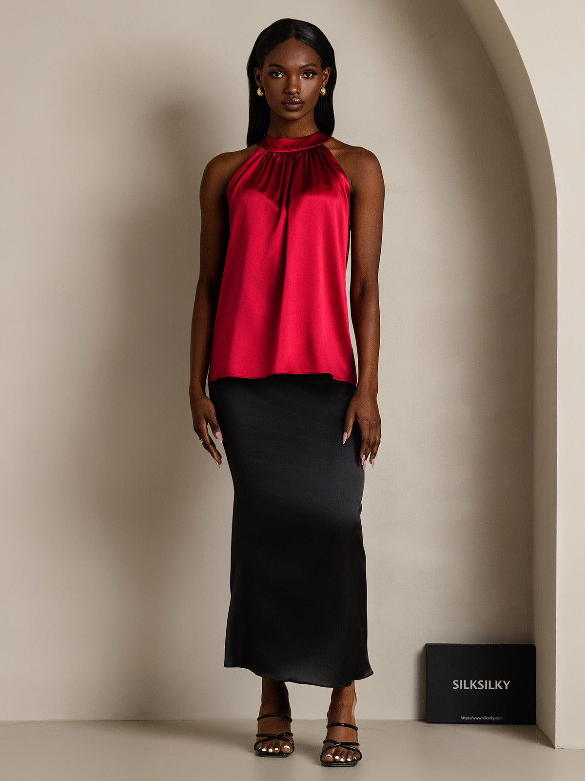[Vino] SilkSilky-ES 19Momme Seda Womens T-Shirt 007