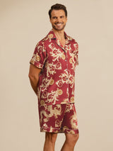 [Dragón Vino] SilkSilky-ES Short Sleeve Cuello de Muesca Pijamas de hombre 003